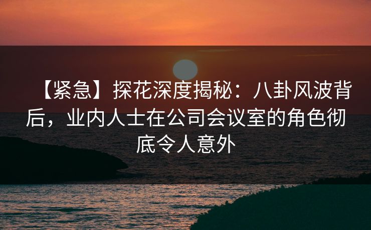 【紧急】探花深度揭秘：八卦风波背后，业内人士在公司会议室的角色彻底令人意外