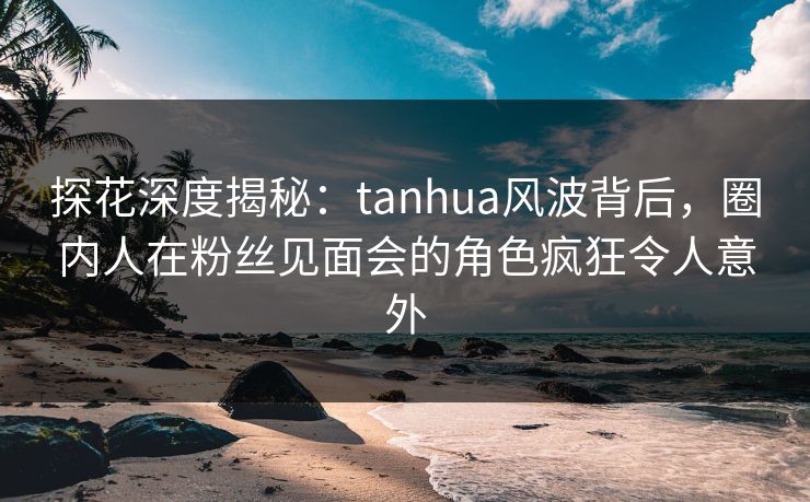 探花深度揭秘：tanhua风波背后，圈内人在粉丝见面会的角色疯狂令人意外