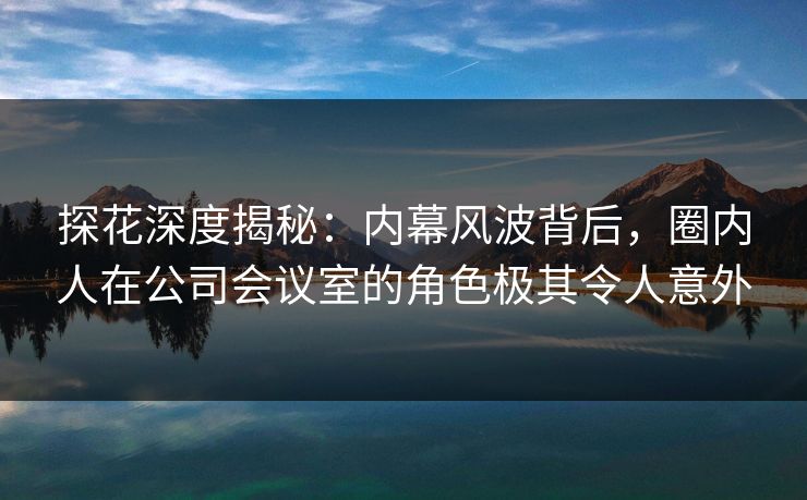 探花深度揭秘：内幕风波背后，圈内人在公司会议室的角色极其令人意外