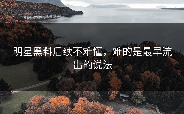 明星黑料后续不难懂，难的是最早流出的说法